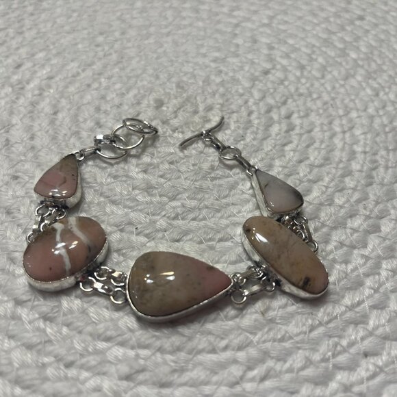 Gorgeous PERUVIAN PINK OPAL Handmade Sterling 925 Bracelet #786D - Picture 2 of 3